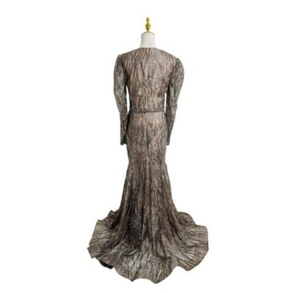 Mac Duggal Dress 79358 Embellished Plunge Neck Trumpet Gown Size 8 NWT $998 - Picture 8 of 11